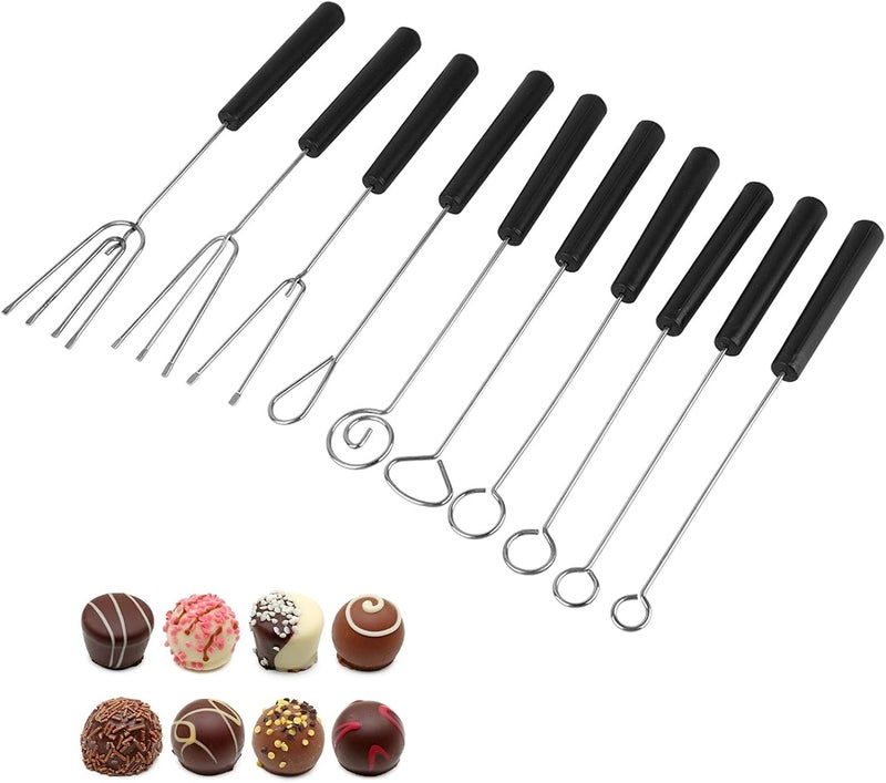 klarako 10Pcs Chocolate Dipping Set, Stainless Steel Fondue Forks Chocolate Dipping Fork DIY Decorating Tool - Image 1
