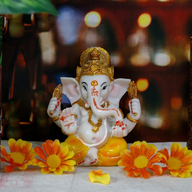 alikiki تمثال الإله الهندوسي غانيشا - هدايا ديوالي الهندية، تمثال غانيشا صغير لتزيين لوحة قيادة السيارة، معبد الإله الهندي، مورتي، غرفة التأمل، غرفة المذبح، ديكور، هدية زفاف - Image 2