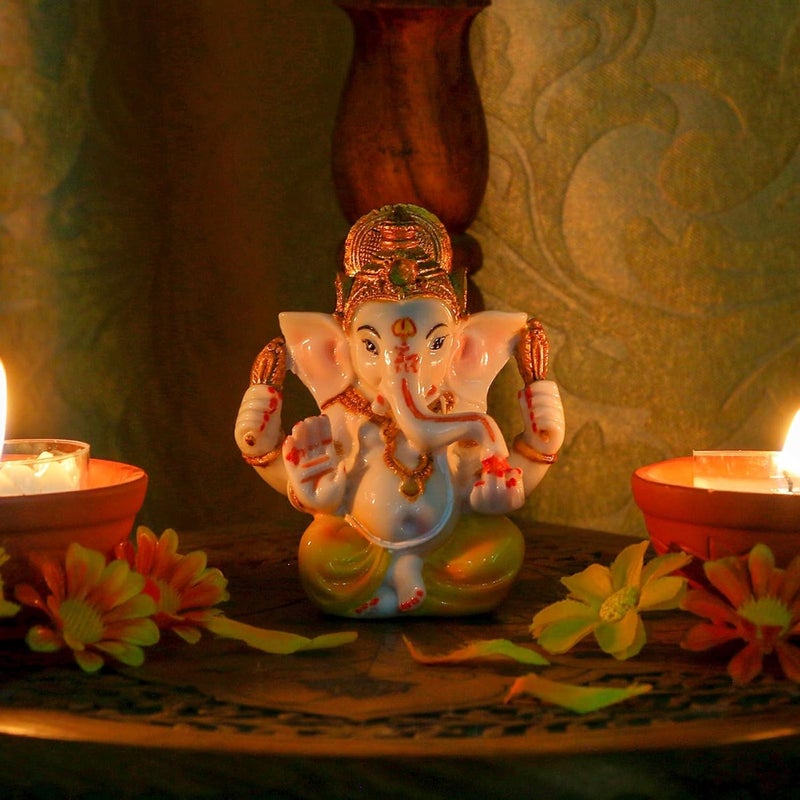 alikiki تمثال الإله الهندوسي غانيشا - هدايا ديوالي الهندية، تمثال غانيشا صغير لتزيين لوحة قيادة السيارة، معبد الإله الهندي، مورتي، غرفة التأمل، غرفة المذبح، ديكور، هدية زفاف - Image 4