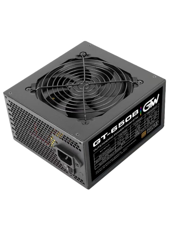 GTW مزود طاقة GTW 650W أسود برونزي | 80 بلس، كفاءة 85%، +12V مفرد، مروحة 120 مم، كابل مسطح، حماية كاملة - Image 3