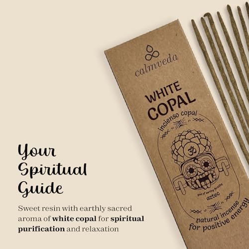 Calmveda White Copal Incense Sticks Mexico - (40+ Sticks) Thick, Natural Resin Incense & Clean Charcoal Free Made from Upcycled Flowers | Sweet Smelling Spiritual Incense for Purification (Incienso De Copal)… - Image 2