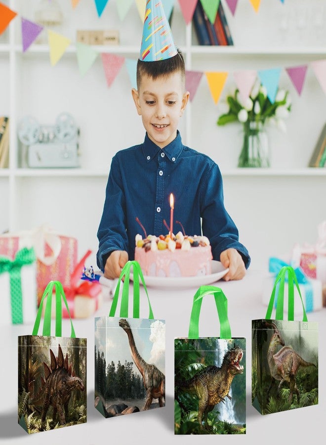 Pinsit 42 PCS Dinosaur Party Favors Bags, Non Woven Dinosaur Gift Bag, Reusable Green Dino Goodie Bag with Handles for Boys Girls Birthday Baby Shower Party Supplies - Image 4