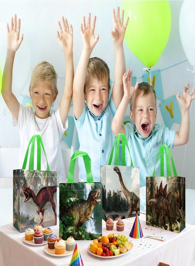 Pinsit 42 PCS Dinosaur Party Favors Bags, Non Woven Dinosaur Gift Bag, Reusable Green Dino Goodie Bag with Handles for Boys Girls Birthday Baby Shower Party Supplies - Image 5