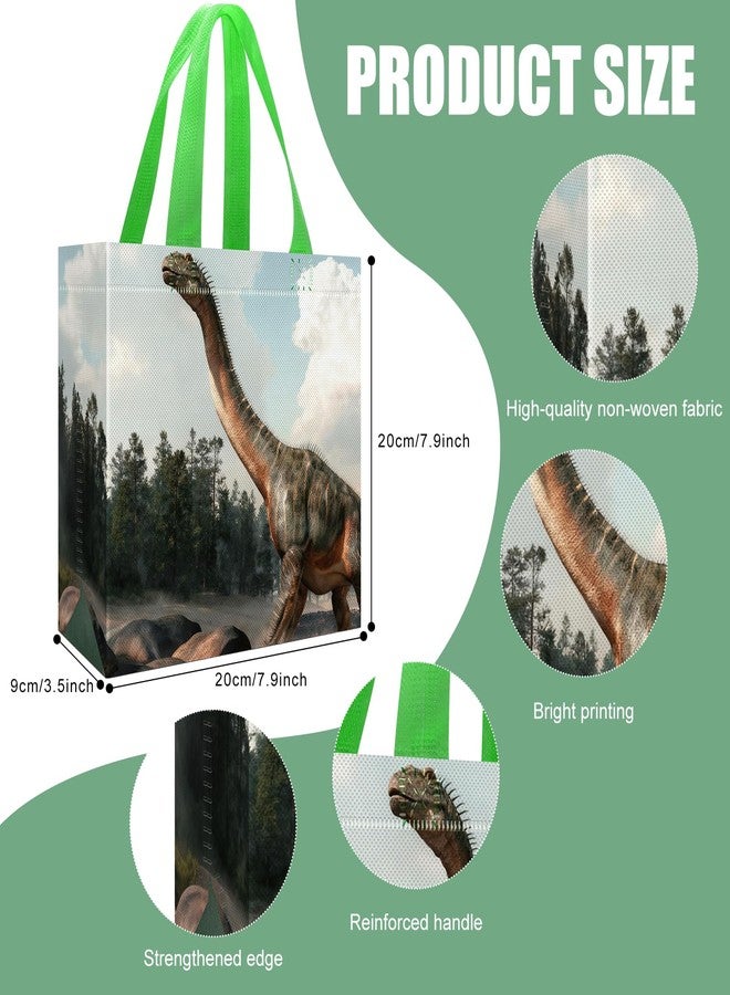Pinsit 42 PCS Dinosaur Party Favors Bags, Non Woven Dinosaur Gift Bag, Reusable Green Dino Goodie Bag with Handles for Boys Girls Birthday Baby Shower Party Supplies - Image 3