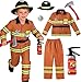 Costumerry Firefighter Costume for Kids Boys Fireman Halloween Dress Up Costume 57 Years - Image 3