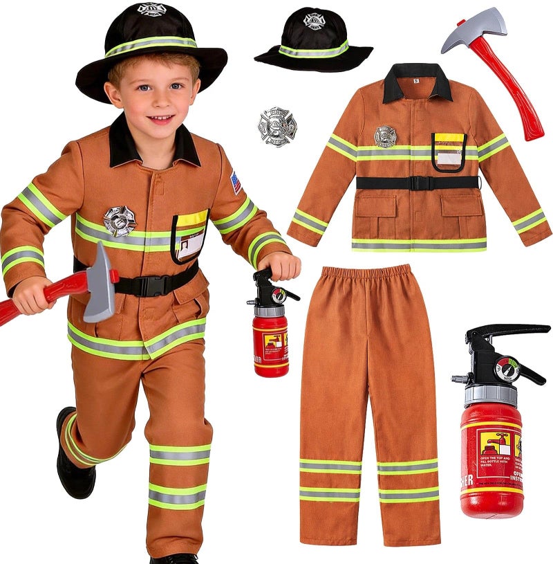 Costumerry Firefighter Costume for Kids Boys Fireman Halloween Dress Up Costume 57 Years - Image 2
