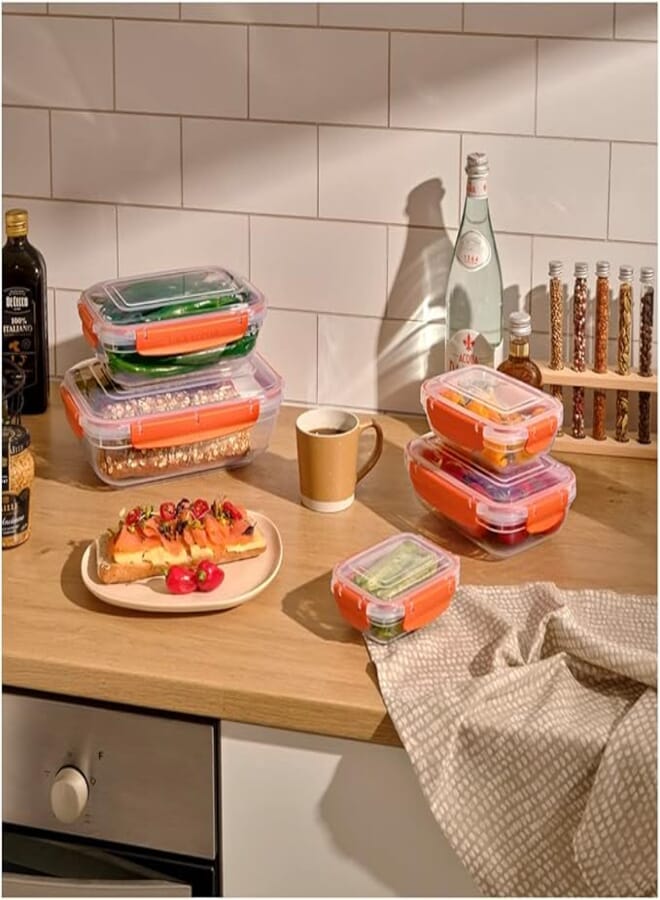 دونيا طقم حاويات طعام مستطيلة من دنيا مكون من 4 قطع (310-565-975-1675 مل)