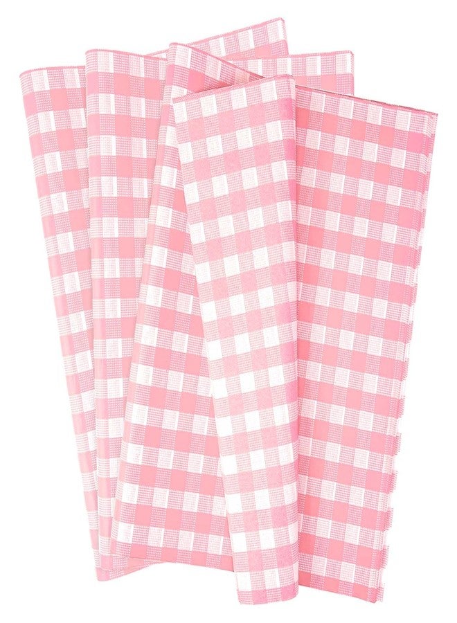 MUNILAIL 100 Sheets Gingham Tissue Paper 14 x 20 Inches Pink and White Checkered Tissue Paper for Gift Bags Bulk Wrapping Papers Gift Papers Tissue for Birthday Gift Packing Crafts - Image 1