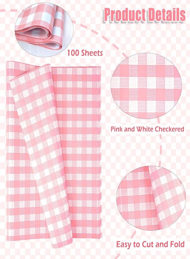 MUNILAIL 100 Sheets Gingham Tissue Paper 14 x 20 Inches Pink and White Checkered Tissue Paper for Gift Bags Bulk Wrapping Papers Gift Papers Tissue for Birthday Gift Packing Crafts - Image 2