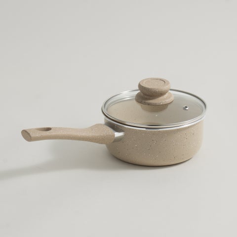 Alberto aluminum milk pot 1.1L with lid, cream