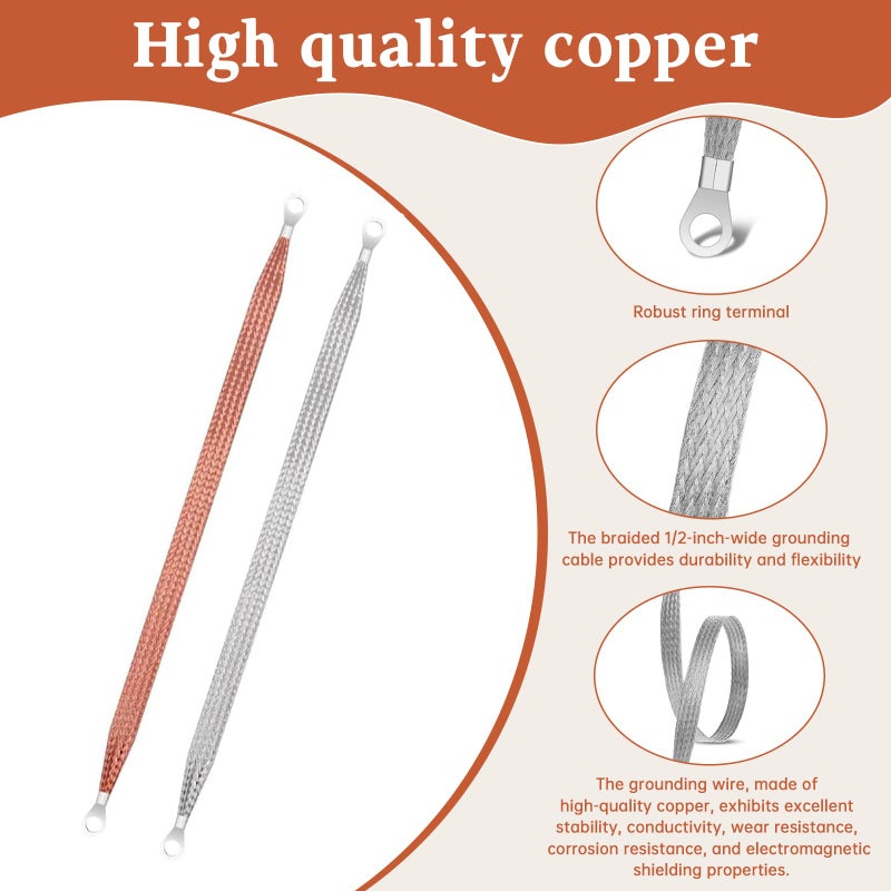 Tinsky 12PCS Automotive Ground Straps, 10/15/20 Inch Tinned Copper Braided Grounding Straps with Ring Terminals, Automotive Ground Cables for Car, Truck, RV, Boat, Motorcycle - Image 3