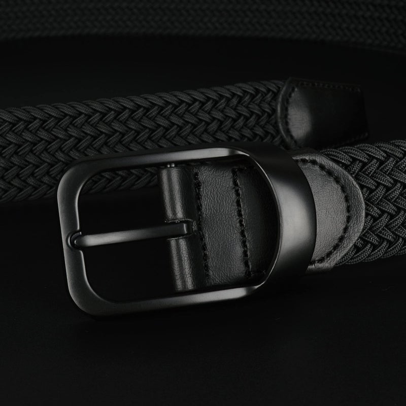 Drizzte Drizzte Plus Size Mens Belt 75'' Casual Elastic Black Braided Stretchy Fabric Belts  - Image 3