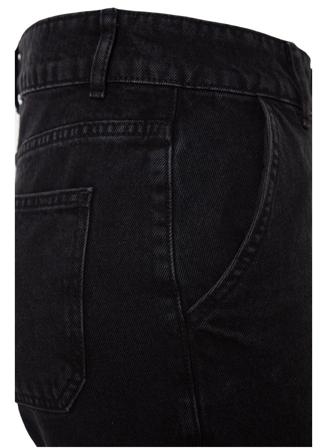 trendyol - Black Pocket Detailed High Waist Wide Leg Jeans TWOAW24JE00006 - Image 1