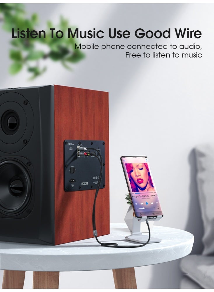 ESSAGER 3.5mm to RCA Cable, Gold-Plated Stereo Audio Adapter with Nylon Braid for Home Theater, TV Audio Adapter, Amplifier and Hi-Fi System, Connects Smartphone, Tablet, PC to Speaker, 1m - Image 5