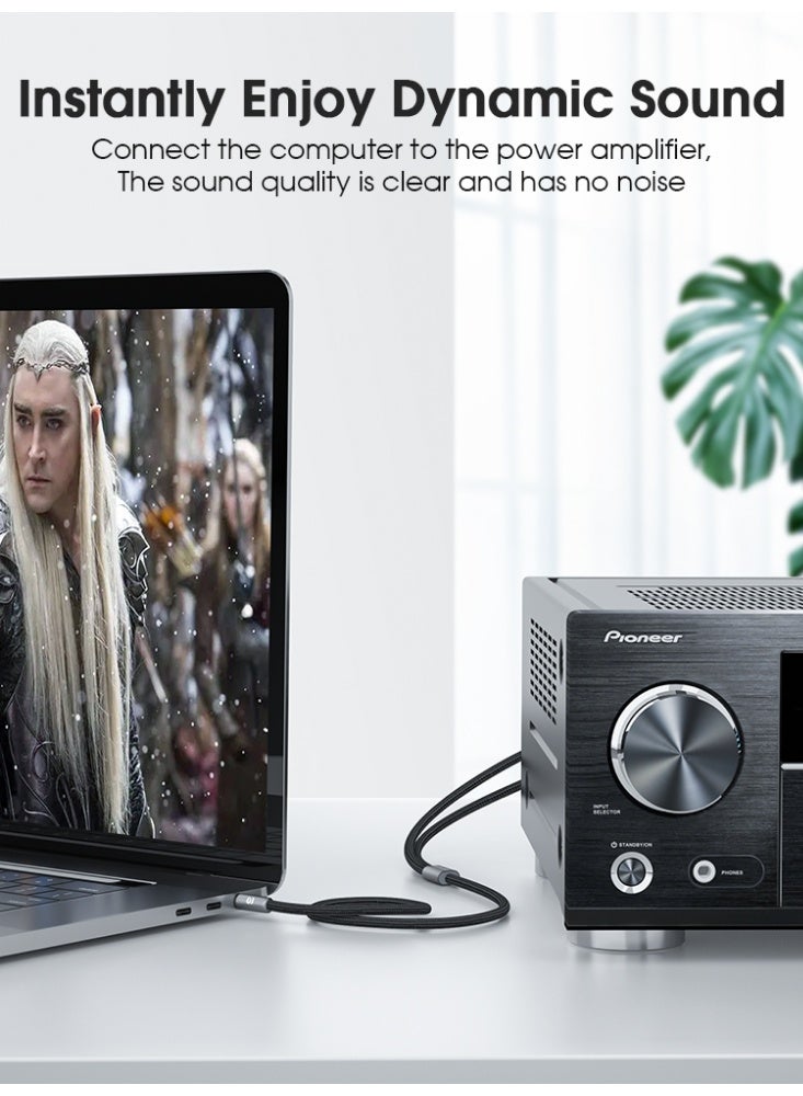 ESSAGER 3.5mm to RCA Cable, Gold-Plated Stereo Audio Adapter with Nylon Braid for Home Theater, TV Audio Adapter, Amplifier and Hi-Fi System, Connects Smartphone, Tablet, PC to Speaker, 1m - Image 4