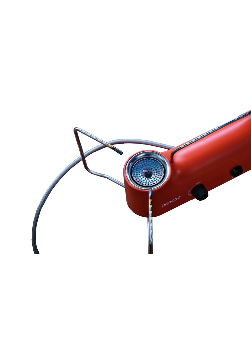 porodo Lifestyle Foldable 2 Burners Compact Camping Gas Stove / Butane Gas Fuel Type / Pulse Electronic Ignition System / 266g/h per Burner Gas Consumption / For Outdoor Cooking Hiking Backpacking Hunting - Orange - Image 5
