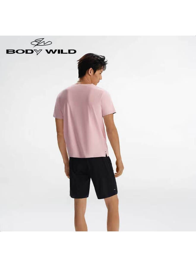 Bodywild Men's Pajama Set, Short-sleeve Shorts, Zbn43yz1a, Pink + Black, Size 180 - Image 1