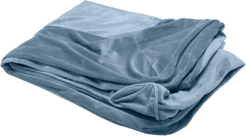 Furhaven Replacement Dog Bed Cover Faux Fur & Velvet Sofa-Style, Machine Washable - Harbor Blue, Medium - Image 1