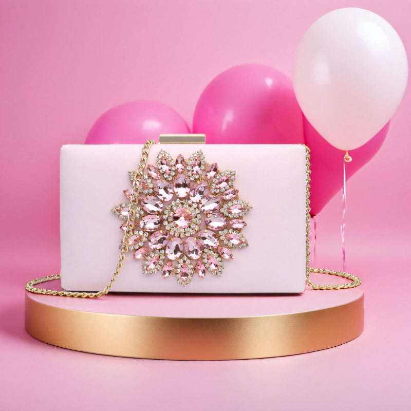 2022 New Fashion Diamond-Encrusted Dinner Clutch Bag Sunflower Small Square Bag Single-Shoulder Chain Crosbody Bag - Image 4