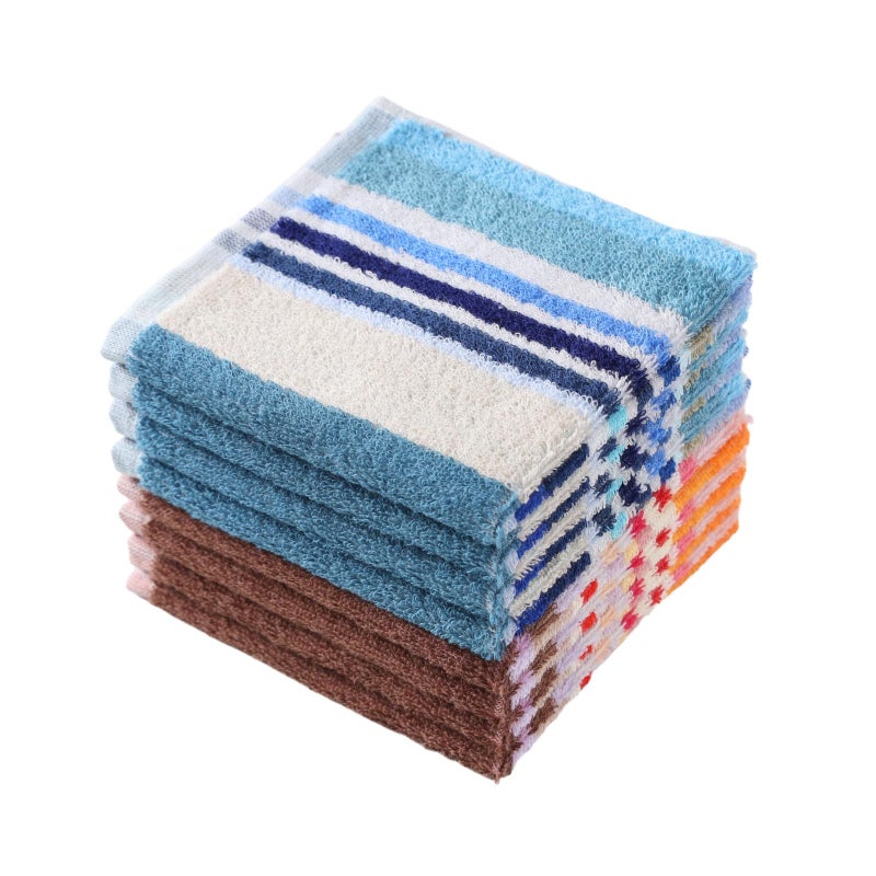 Oeleky Kitchen Dishcloths for Washing Dishes, Ultra Absorbent Dish Rags, Cotton Cleaning Cloths Pack of 8, 12x12 Inches (Wide Stirpe, 12x12 inch) - Image 1
