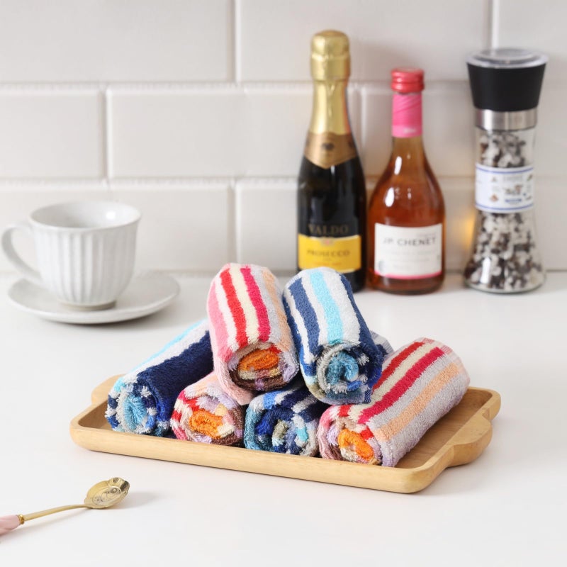 Oeleky Kitchen Dishcloths for Washing Dishes, Ultra Absorbent Dish Rags, Cotton Cleaning Cloths Pack of 8, 12x12 Inches (Wide Stirpe, 12x12 inch) - Image 2