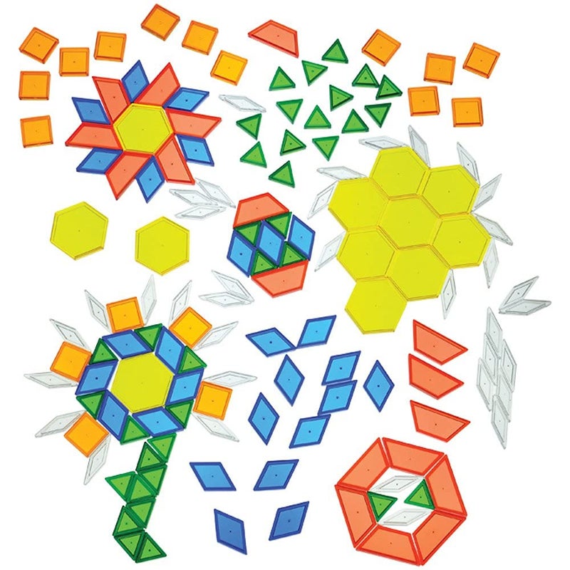 Constructive Playthings Translucent Pattern Blocks Light Table Manipulatives STEM Toys Sensory Play Create Build and Design Color Exploration Set of 147 Blocks Toys for Kids 3 Years and Up - Image 2