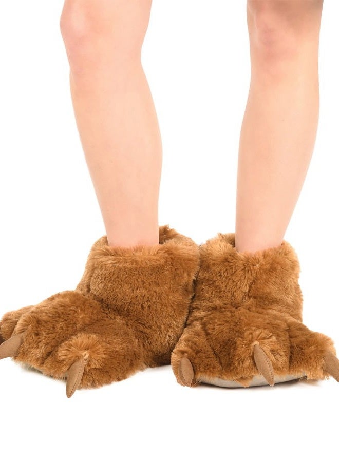 Lazy One Animal Paw Slippers for Kids and Adults, Fun Costume for Kids, Cozy Furry Slippers, Brown Bear Paw Slippers, X-Small - Image 2