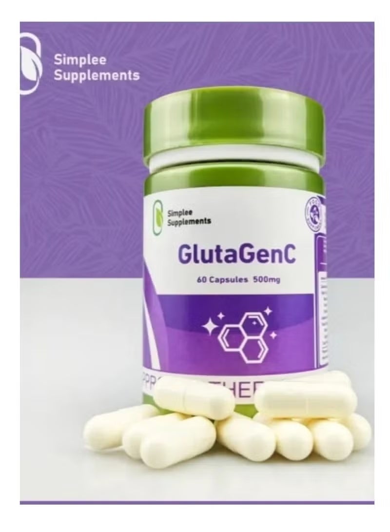 Simplee Supplements GlutaGenC Glutathione 500mg Capsules – Daily Antioxidant & Skin Nutrition Supplement – 60 Capsules | Simplee Supplements - Image 1