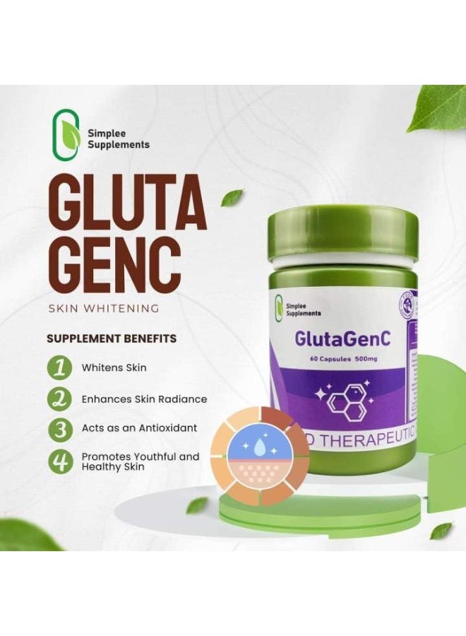 Simplee Supplements GlutaGenC Glutathione 500mg Capsules – Daily Antioxidant & Skin Nutrition Supplement – 60 Capsules | Simplee Supplements - Image 5