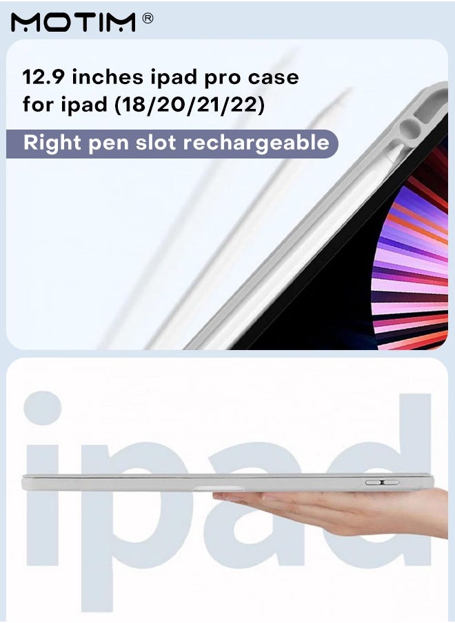 Case for Apple iPad Pro 12.9 Case 6th/5th/4th/3rd Generation 2022/2021/2020/2018, Built-in Pencil Holder, Y-Fold Design Multi-Angle Stand, Auto Wake/Sleep, Smart Protective Shockproof Shell