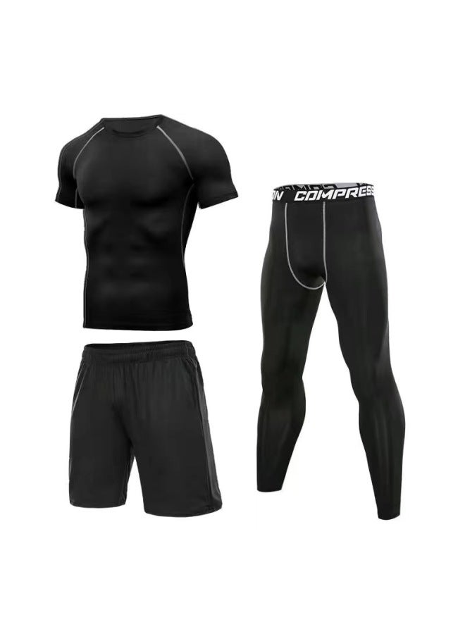 Loquat Swimsuit Men's Top Anti-embarrassment Adult Swimming Diving Suit Suit Summer Men's Swimming Trunks Men's Full Body Sun Protection Long Sleeve-Color:Elite Short Sleeve Three-piece Suit- - Image 1