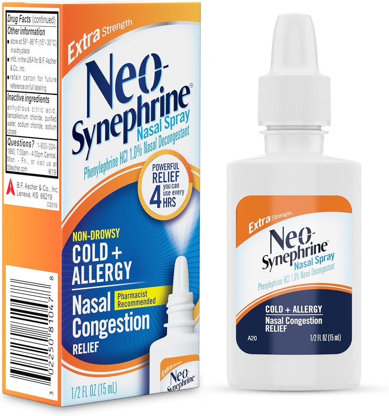 Neosynephrine Nasal Spray for Cold Sinus Relief Extra Strength Clear 05 Fl Oz - Image 1
