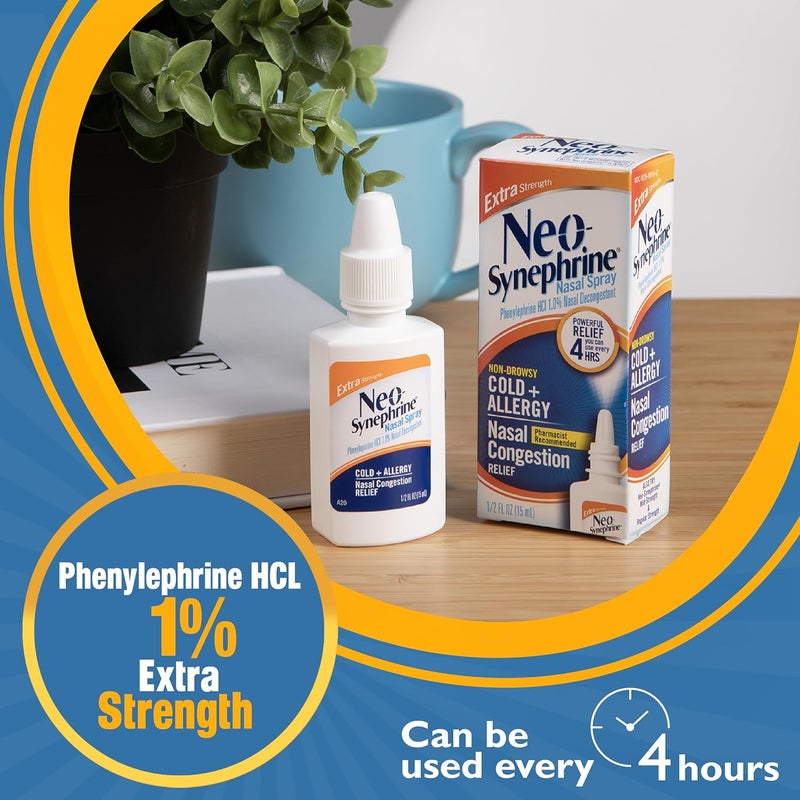 Neosynephrine Nasal Spray for Cold Sinus Relief Extra Strength Clear 05 Fl Oz - Image 4