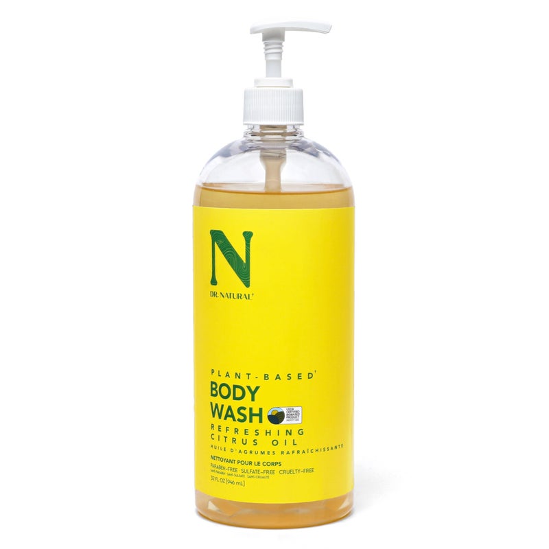 Dr. Natural Body Wash, Citrus, 32 oz - Moisturizing Body Wash for Dry Skin - Pure Plant-Based - with Organic Shea Butter - Hypoallergenic - Image 1