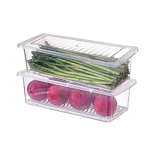 Clazkit Plastic Food Storage Containers,Fridge Organizer For Keep Fruits, Vegetables, Meat, Fish Fresh And Dry-1500 Ml - Pack Of 2, Transparent - Image 1