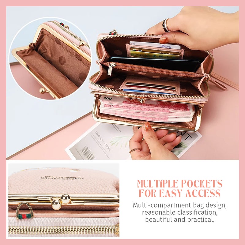 HANNEA® Small Crossbody Cell Phone Purse for Women, Mini Messenger Wallet with Adjustable Strap, Multi-Compartment Design, Compact Organizer for Travel, Shopping, and Everyday Fashion Accessory, Pink - Image 5