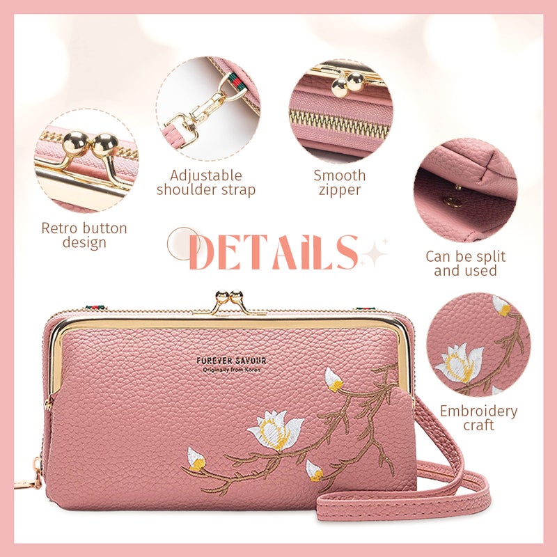 HANNEA® Small Crossbody Cell Phone Purse for Women, Mini Messenger Wallet with Adjustable Strap, Multi-Compartment Design, Compact Organizer for Travel, Shopping, and Everyday Fashion Accessory, Pink - Image 4