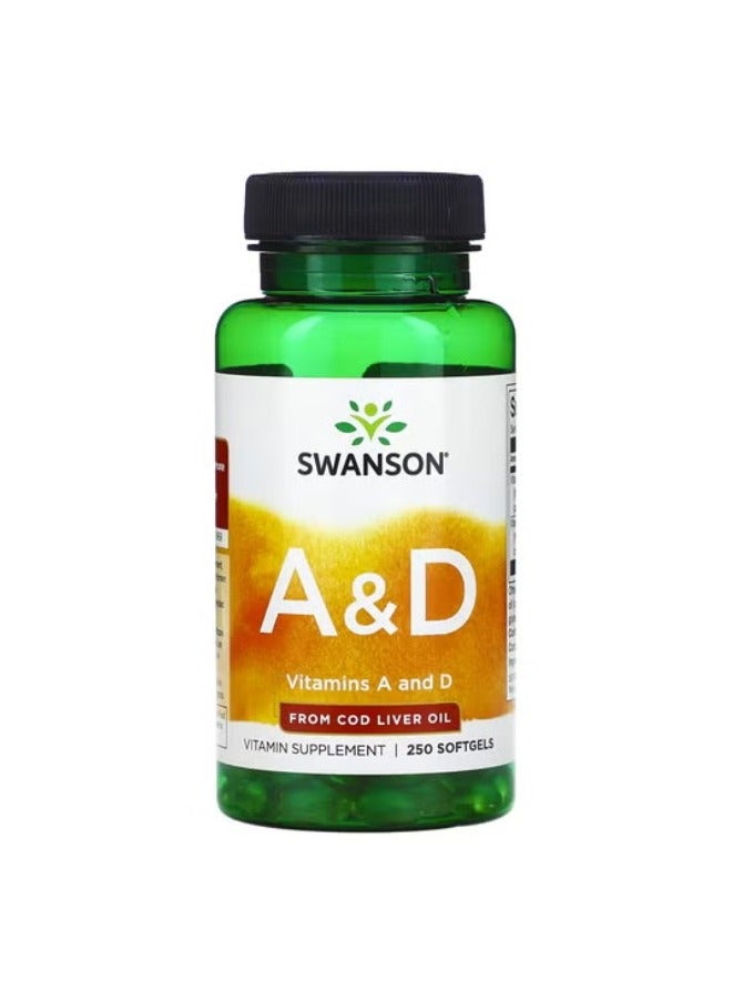 SWANSON Vitamins A and D 250 Softgels