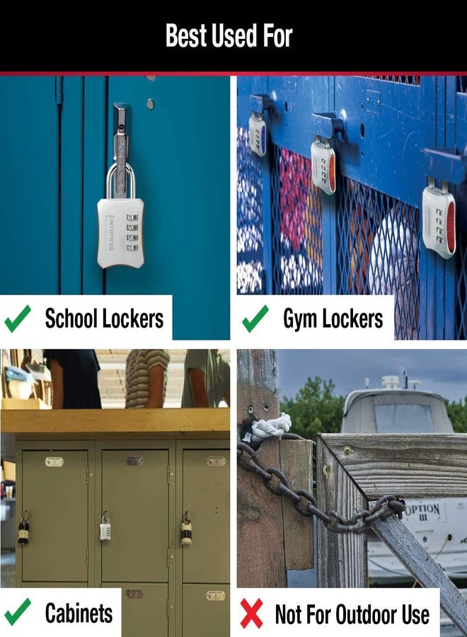 Master Lock Indoor Resettable Combination Locker Lock, 4-Digit Combo Lock for Gym and School Lockers, Colors May Vary, 653D - Image 3