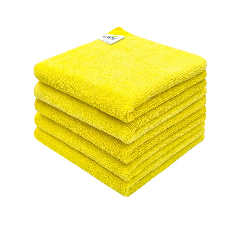 SOFTSPUN Microfiber Baby Hand & Face Wipes 30x30 Cms, 5 Piece Towel Set, 340 GSM (Yellow) Super Soft & Silky for Hand, Face and Body - Hypoallergenic Sensitive Skin Wipes & Washcloths. - Image 1