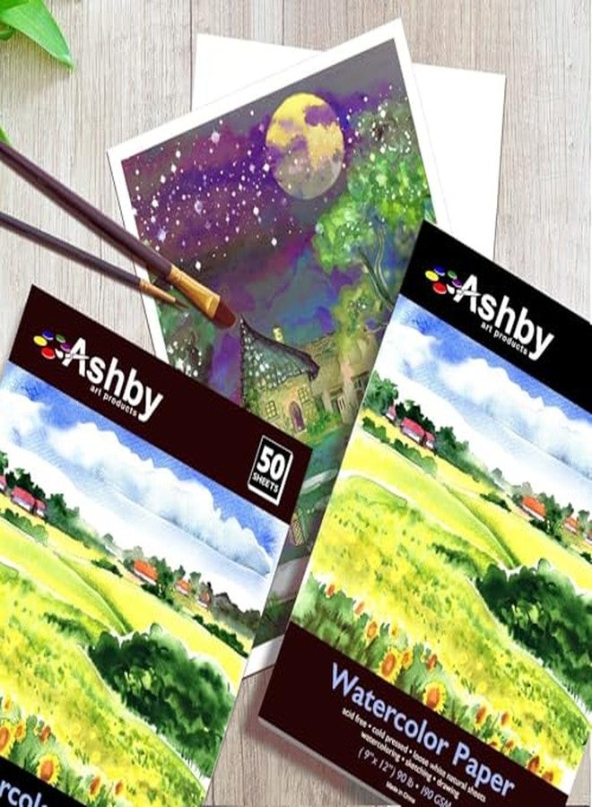 ASHBY 100 Sheets of Practice Watercolor Paper (9" x 12") - 190 GSM, Acid-Free and Cold Pressed.. Perfect for Painting, Sketching or Drawing. Wet, Dry and Mixed Media. Bulk Pack - Image 3