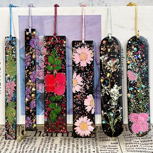 RESINWORLD Set of 3 Shiny Bookmarks Silicone Mold, Bookmark Resin Mold with Tassels, Small Medium Rectangle Bookmark Mold - Image 4
