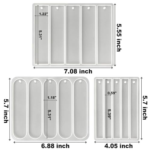 RESINWORLD Set of 3 Shiny Bookmarks Silicone Mold, Bookmark Resin Mold with Tassels, Small Medium Rectangle Bookmark Mold - Image 2