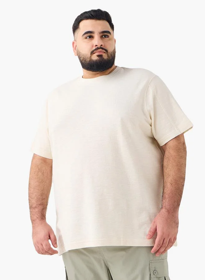 Splash FAV Plus Size Textured Crew Neck T-shirt