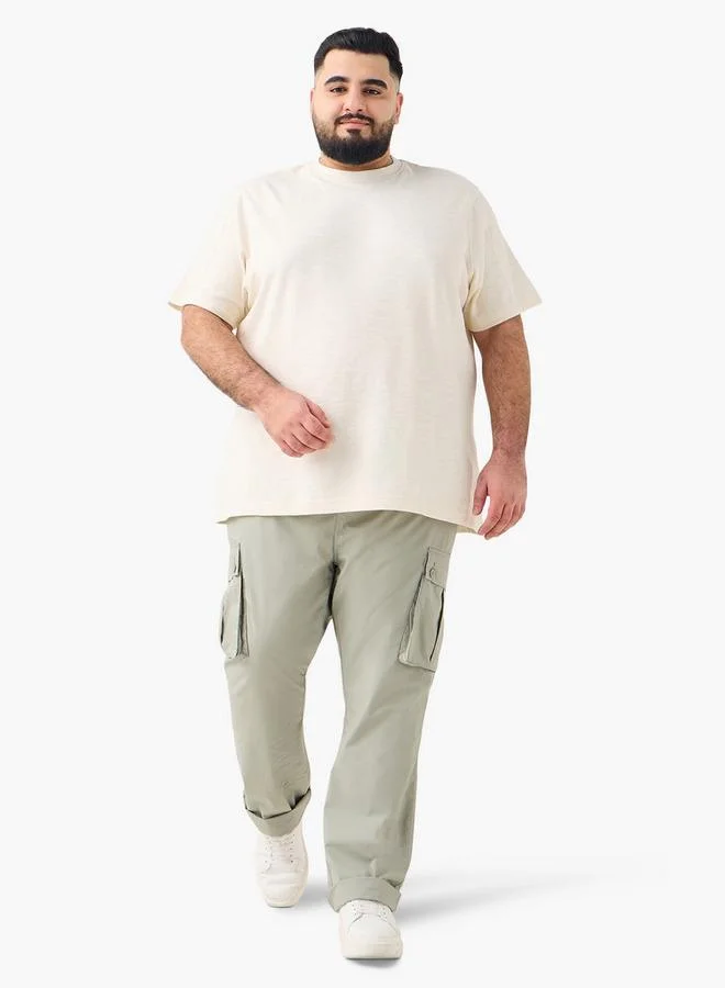 Splash FAV Plus Size Textured Crew Neck T-shirt