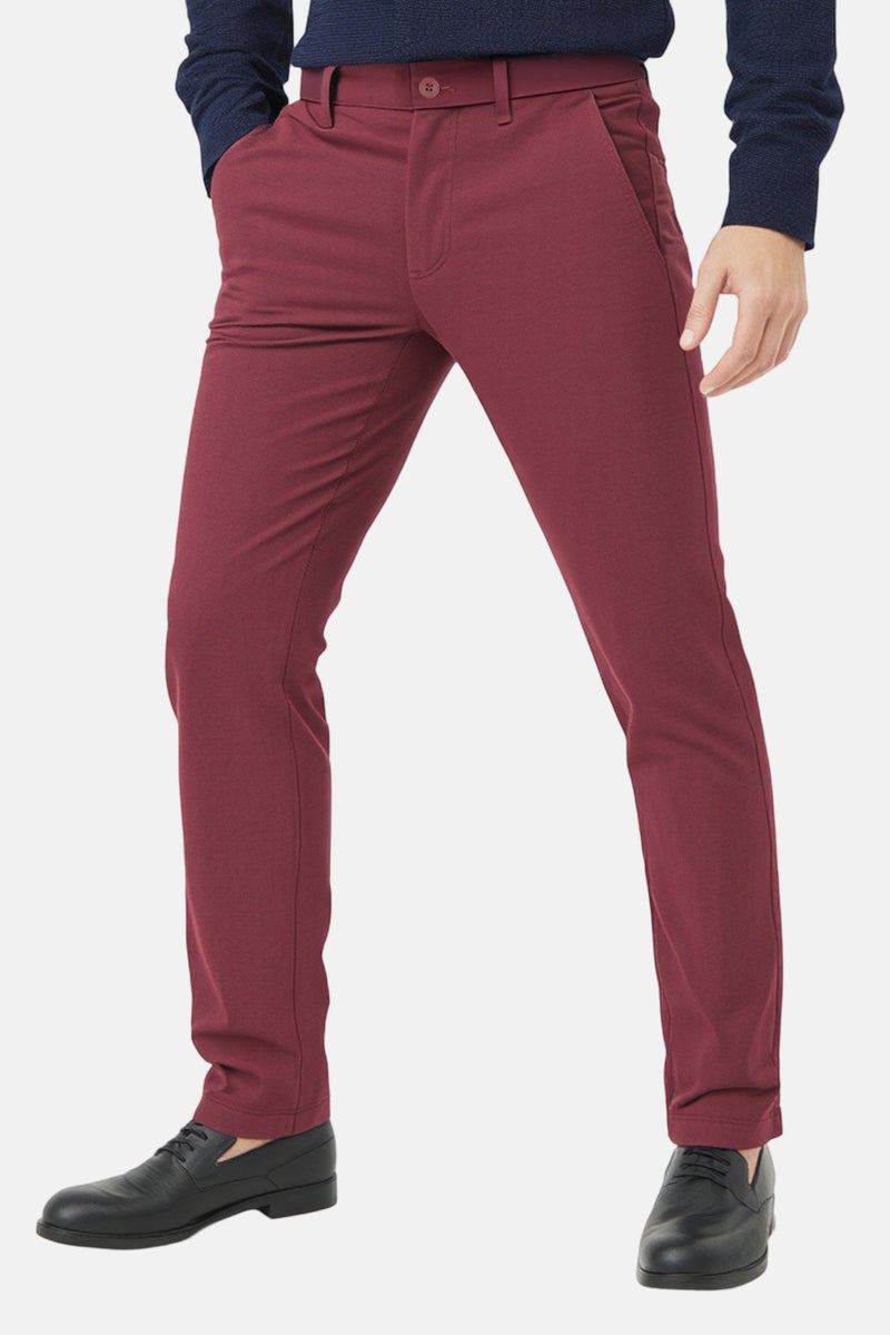 Celio سروال تشينو ضيق للرجال، بلون بوردو - Image 1