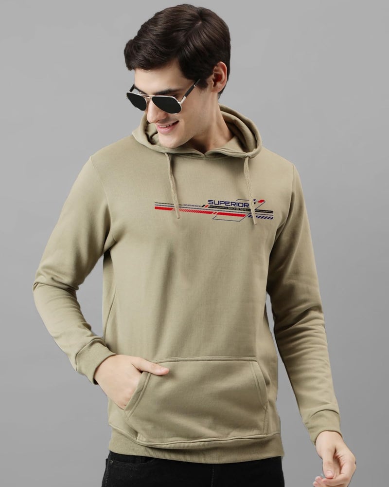 ADRO Men's Cotton Neck Hooded Sweatshirt (H24-M-RAC-BE-3XL_Beige) - Image 4