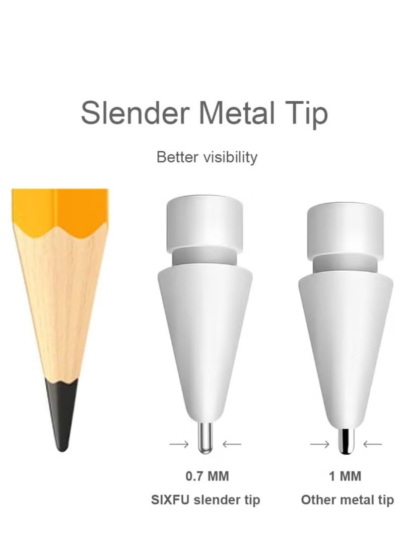 4-Piece Replacement Tips for Apple Pencil 2nd Gen/1st Gen/USB-C/Apple Pencil Pro,No Wear Out Apple Pencil Tips,Metal Pencil Nibs for Precise Control-Pen Like 0.78mm Longer Tips for iPad Pencil-(4 Pack) - Image 3