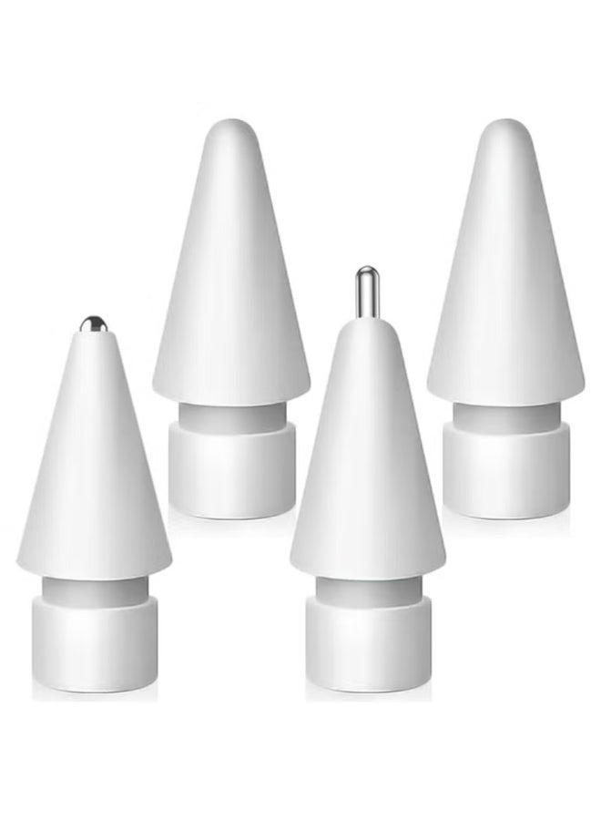 4-Piece Replacement Tips for Apple Pencil 2nd Gen/1st Gen/USB-C/Apple Pencil Pro,No Wear Out Apple Pencil Tips,Metal Pencil Nibs for Precise Control-Pen Like 0.78mm Longer Tips for iPad Pencil-(4 Pack) - Image 1