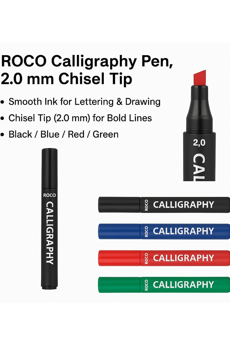ROCO Calligraphy Pen Set – 3 Colors (Black, Red, Blue) – 1.0 mm Tip for Arabic & Decorative Writing - Image 2